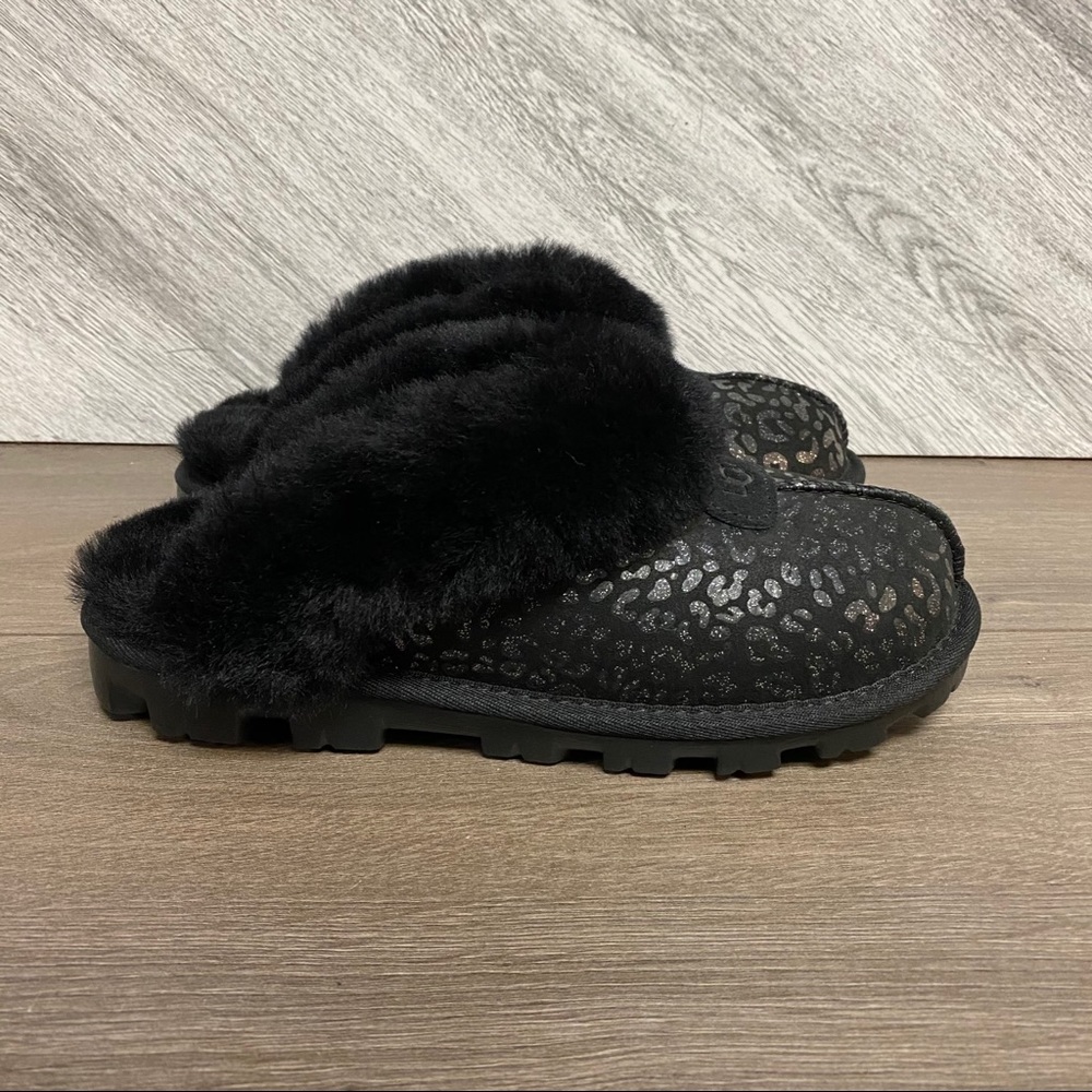 UGG | Coquette Snow Leopard Black Slippers 6 NEW - Picture 3 of 9